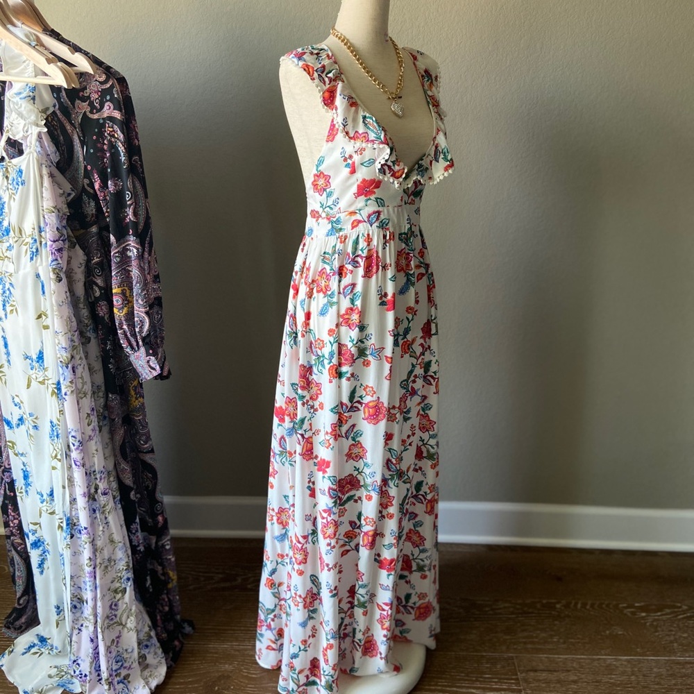 🛍FOREVER 21 Floral Ruffle-trimmed Dress Open-back - Picture 6 of 11